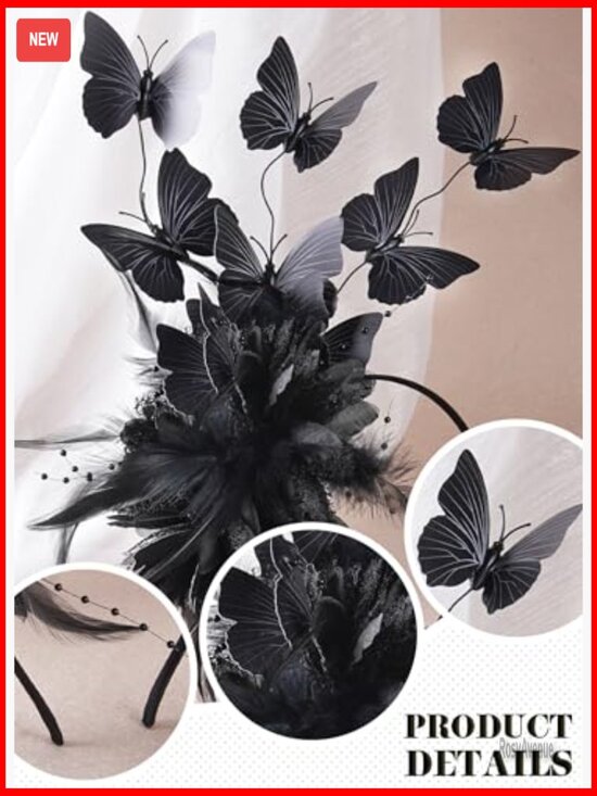 Butterfly Fascinator Headband for Women Derby Party Elegant Hat main image 4